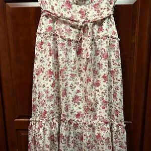 Ann Taylor Pink Floral Midi Skirt